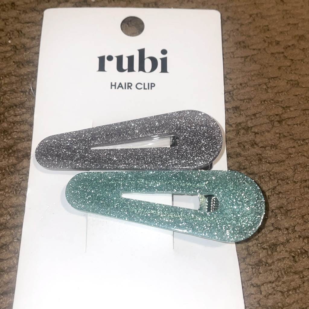 Rubi Cotton On Pack Of Barrettes Glitter Green And Gray